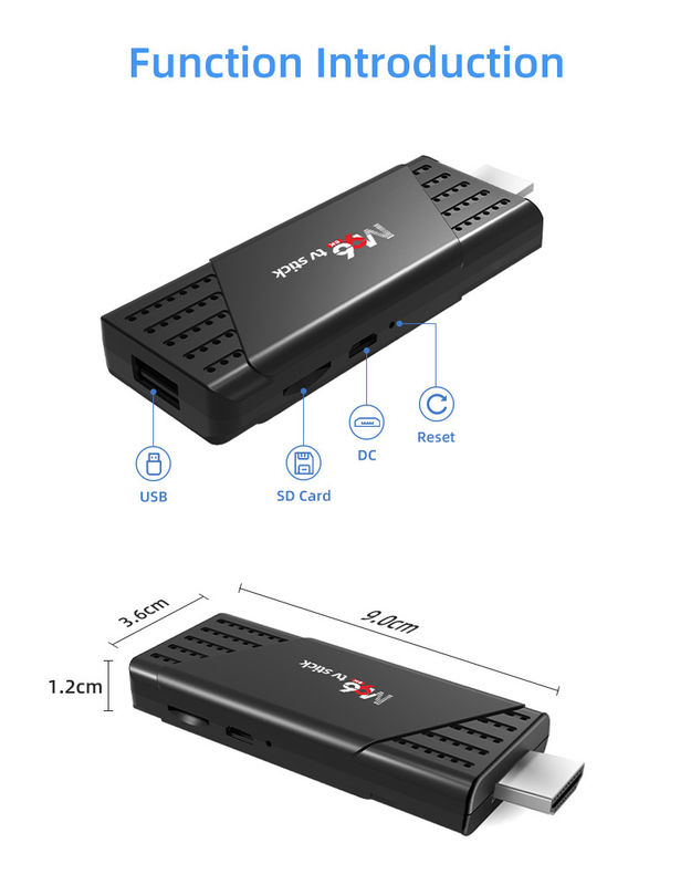 11.2x3.6x1.2cm M96 TV Stick OpenVG1.1 2.4G 5G WiFi Dengan Format Video VP6