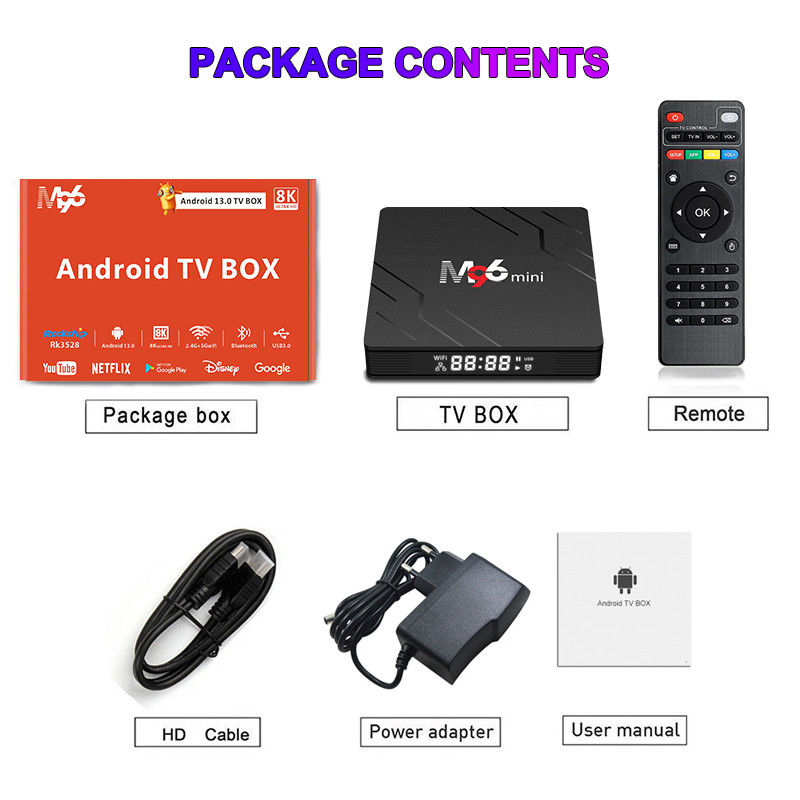 4K 75fps 10 Bit Smart TV Box M96 Mini Dengan H.265 Video Decoder 4GB DDR4 RAM
