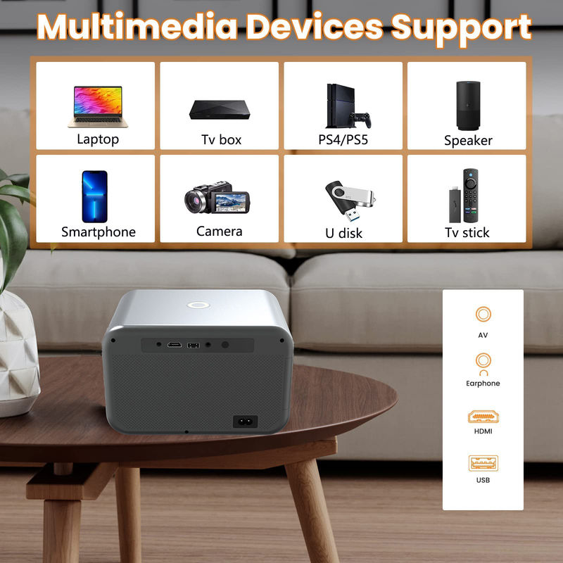 Electric Focus LED+LCD HDMI Projector 200 lumen, Dukungan IR dan kontrol nirkabel 2.4G