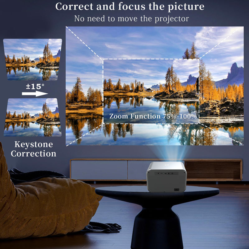 AC100-240V, 50/60Hz Android 9.0 Produk Baru Fokus Listrik LED+LCD HDMI Proyektor 200 lumen