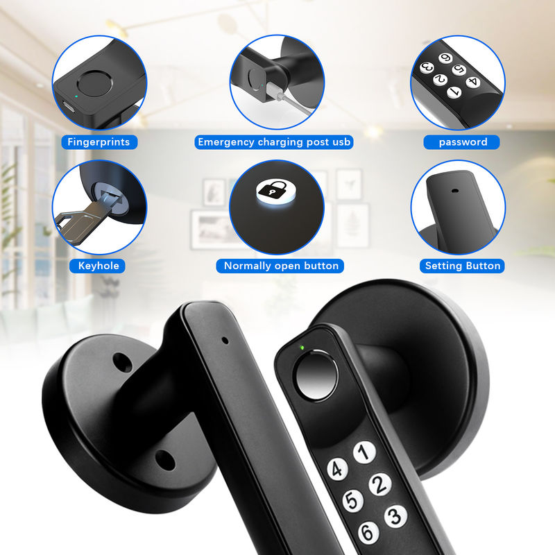 T01Kunci pintu sidik jari, Kunci pintu tanpa kunci Kunci pintu biometrik dengan keyboard silikon, untuk Apartemen Rumah Kantor