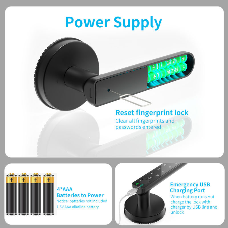Smart Fingerprint Door Lock dengan Keypad, C02, Handle, Password, Fingerprint, Keyless Entry Door Lock untuk Rumah