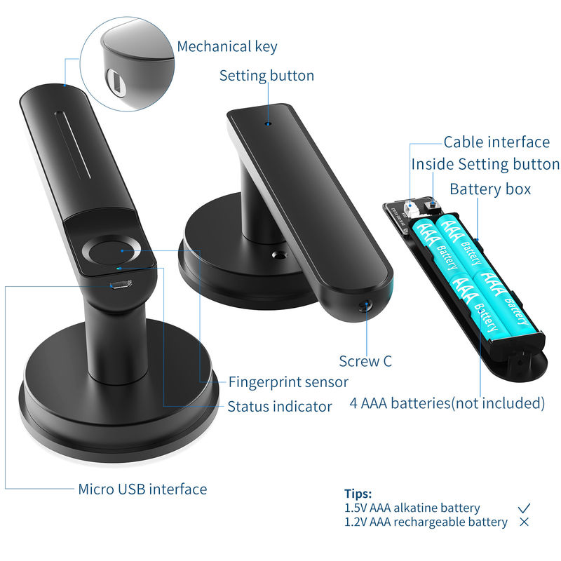 Kunci Pintu Kamar Kunci, Fungsi Smart App, Kunci Pintu Sidik Jari, Untuk Kamar Tidur / Kantor