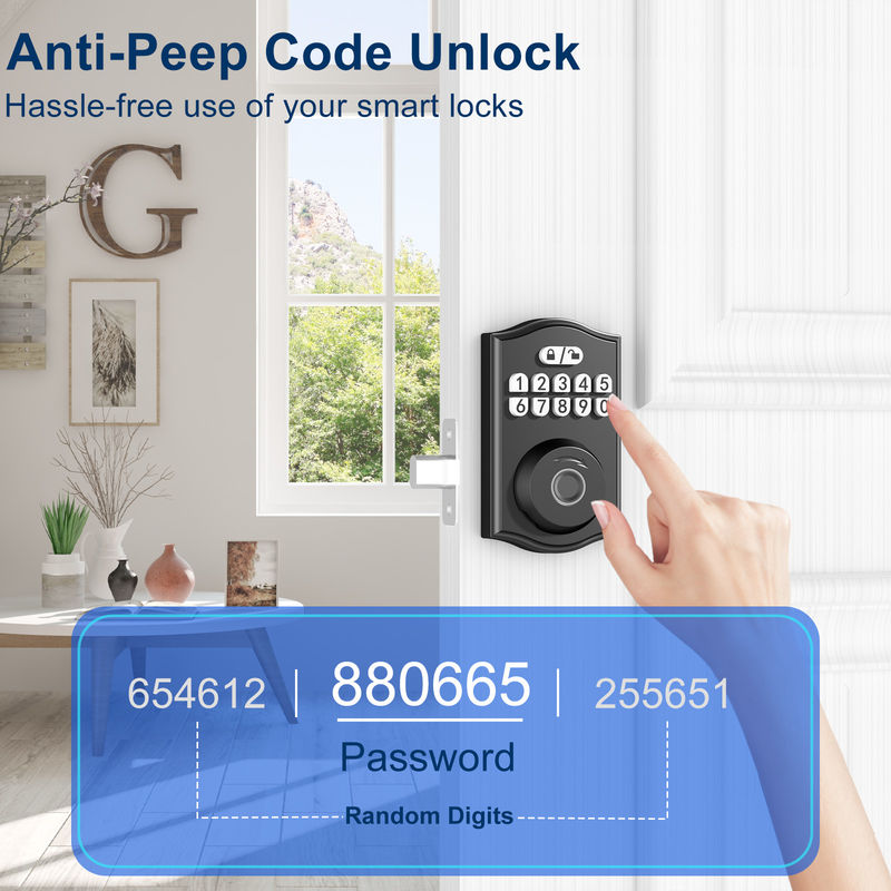 Kunci Pintu Cerdas X02 Kunci Pintu Cerdas, Kunci Pintu Masuk Tanpa Kunci, Kunci Jari-Jari Pintu Kunci Keypad Deadbolt dengan 2 Kunci