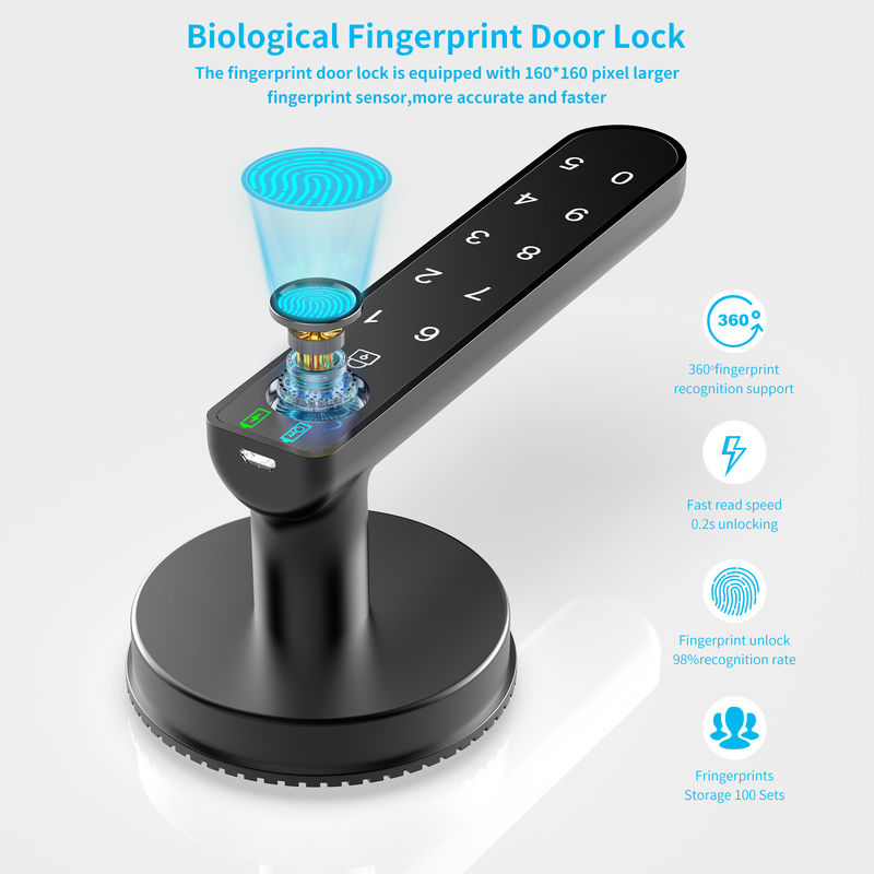 Smart Passwords, C02 Fingerprint Door Lock Dengan Keypad, Fingerprint Door Knob Keyless Entry Door Lock Untuk Rumah / Kantor