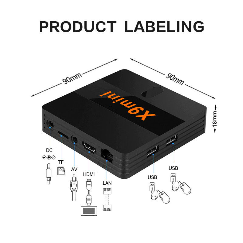 Hot Selling X9 mini Android 9 Sistem Dengan 4k High Definition Player Read-only Memory 8GB Dengan Dual WiFi 2.4G+5G WiFi