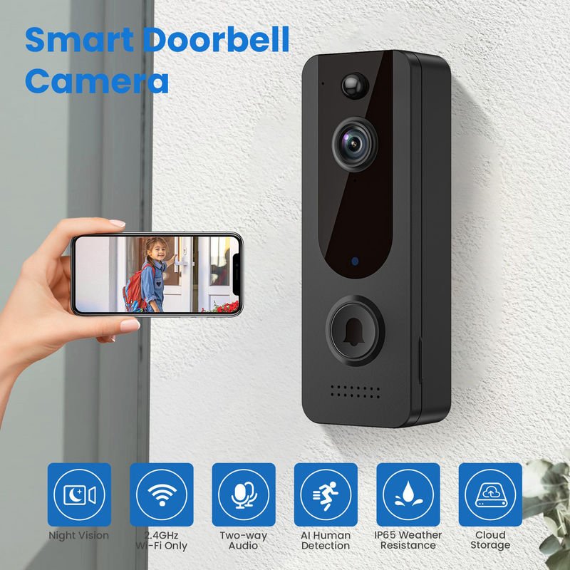Smart Wireless Home Ring Door Bell Camera Doorbell Dengan Kamera Dukungan Luar APP