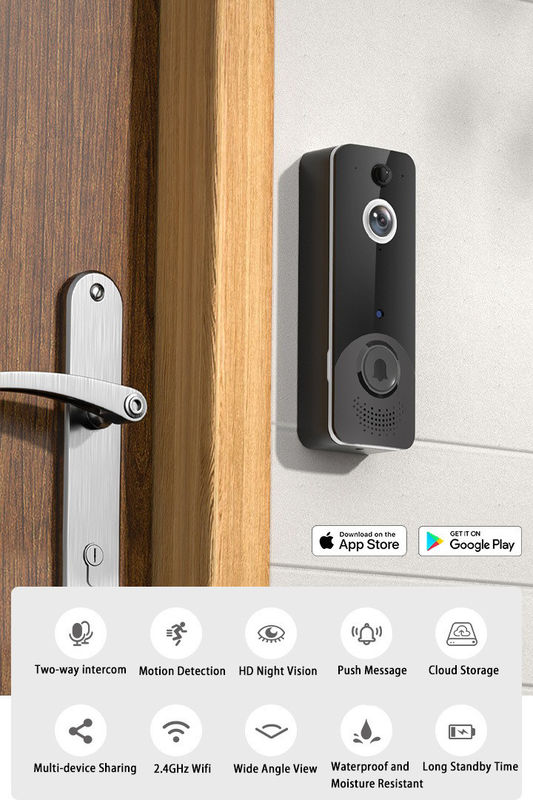 Aplikasi Smart Wireless Ring Doorbell dengan Chime 140 derajat Wide Angle Low Power Video Door Bell