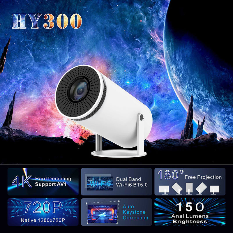 Portable LCD HY300 Projector Dengan Resolusi Asli 1280*720P 2.4G/5G/BT4.1