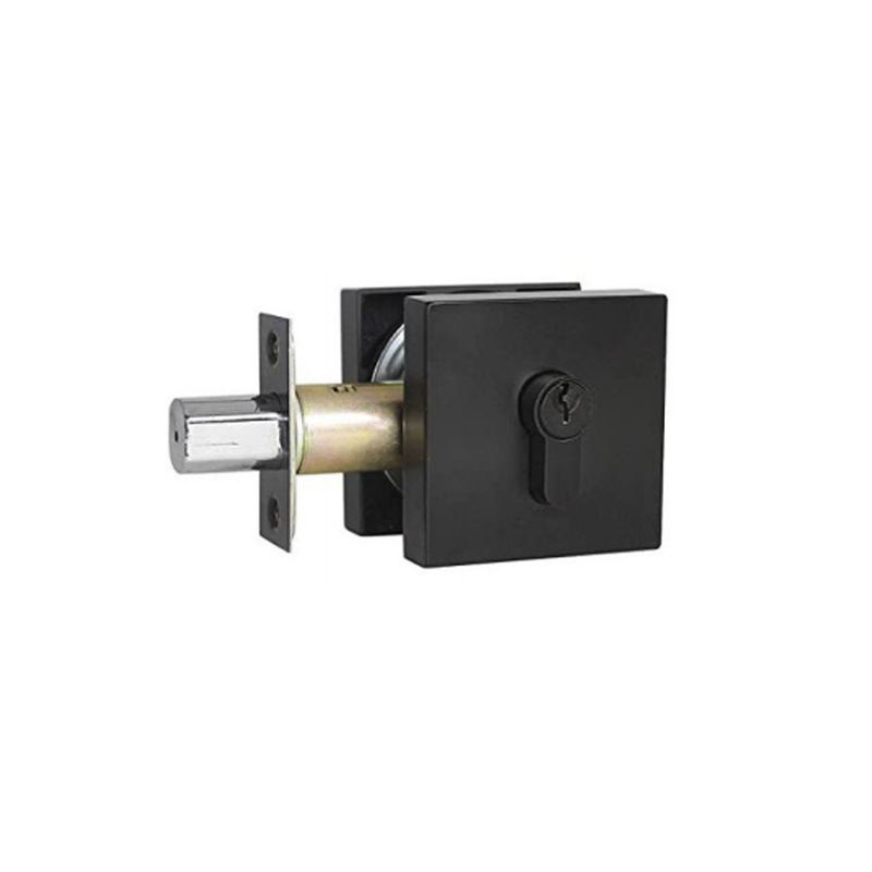 S101-MB Square Contemporary Single Cylinder Deadbolt Lock With Adjustable Backset, Lockset Pintu Depan Untuk Kamar Mandi Rumah