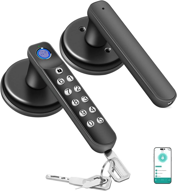 Smart Fingerprint Door Lock, Keyless Entry Door Lock dengan Handle, Biometric Door Lock untuk kamar tidur dan kantor