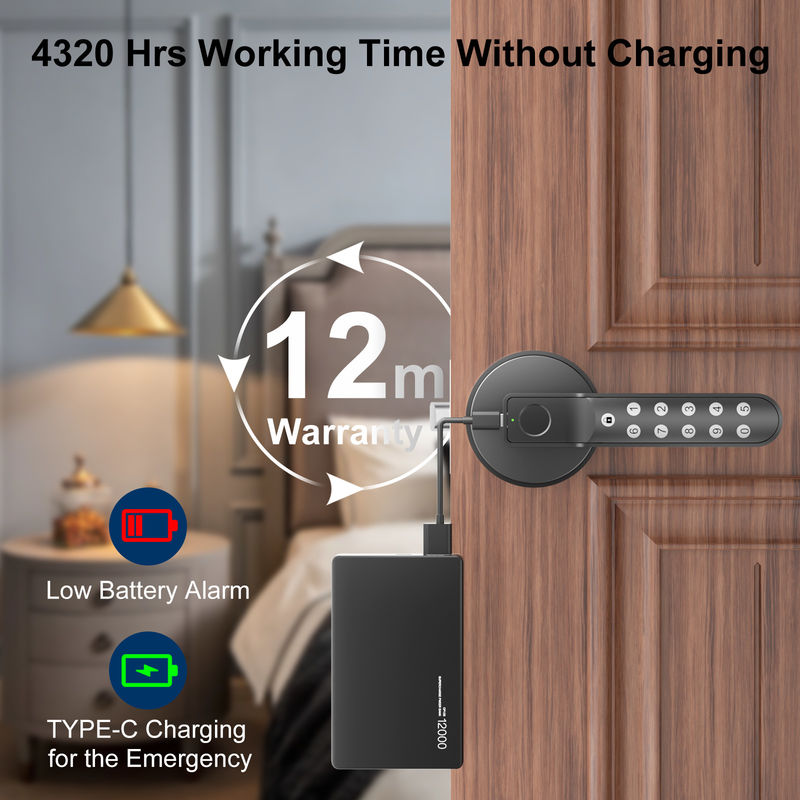 Smart Fingerprint Door Lock, Keyless Entry Door Lock dengan Handle, Biometric Door Lock untuk kamar tidur dan kantor